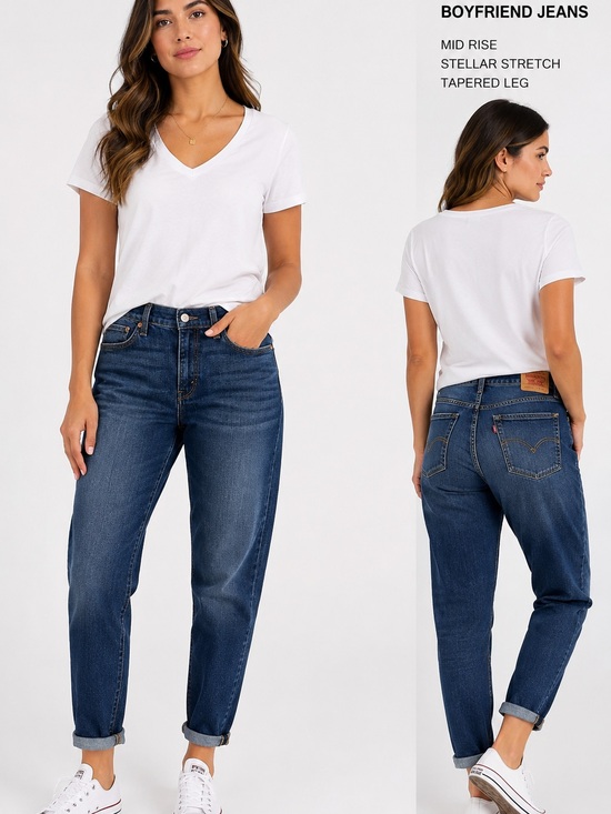 Levi's Denim - Levi’s Boyfriend Jeans Women’s Size 30 Mid Rise Stellar Stretch Tapered Leg NWT